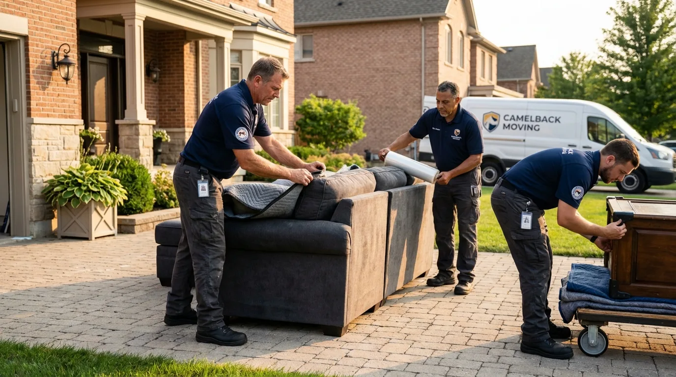 Large estate moving crew wrapping furniture in Woodbridge, CA